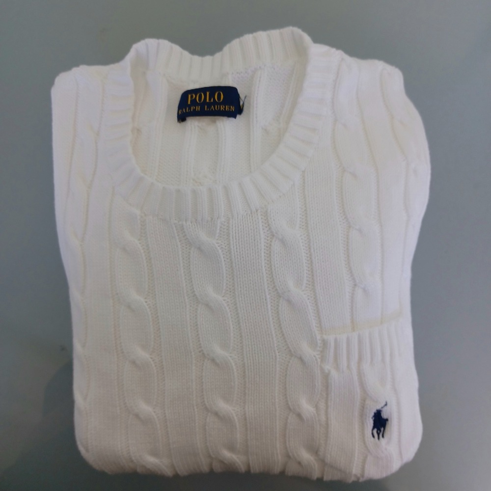 Polo by Ralph Lauren White Cable-Knit Midi Dress with Navy Pony - Picture 11 of 11